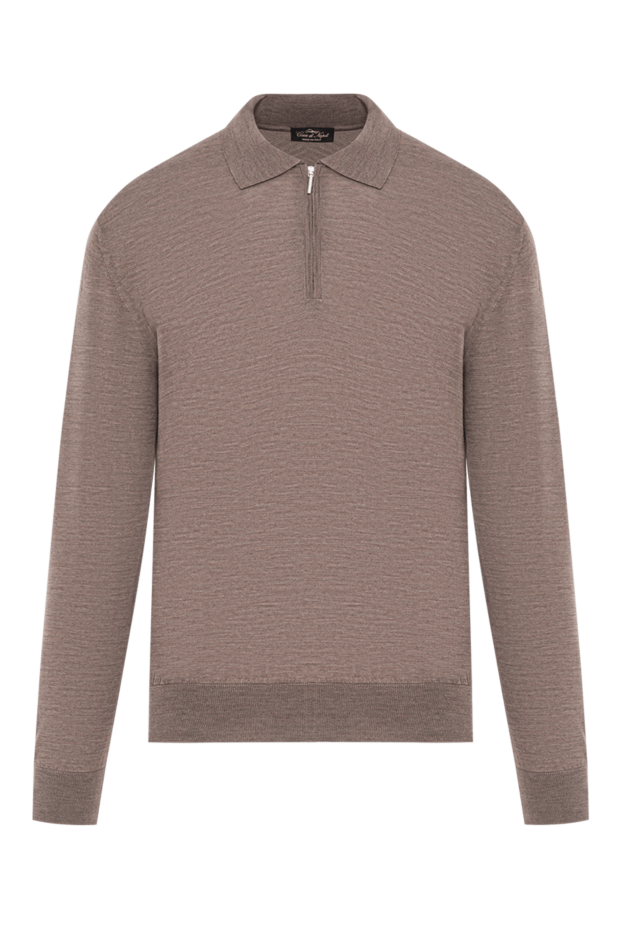 Cesare di Napoli light coffee wool knitted polo with zip 190417 - photo 1