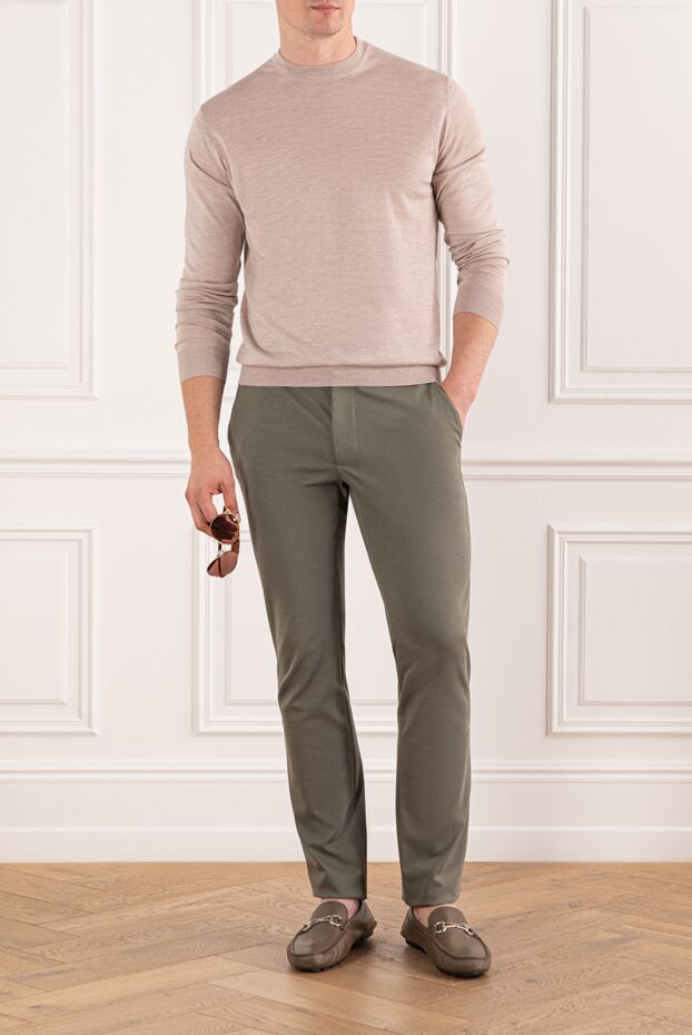 Cesare di Napoli men's wool soft jumper light beige basic
 190422 - photo 2