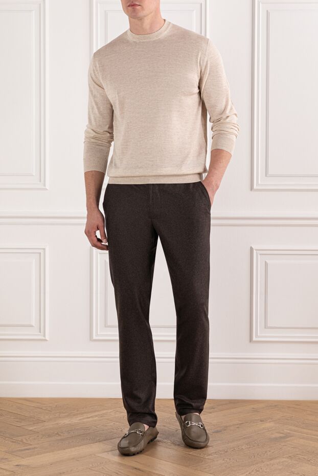 Cesare di Napoli men's basic woolen warm jumper in beige
 190424 - photo 2