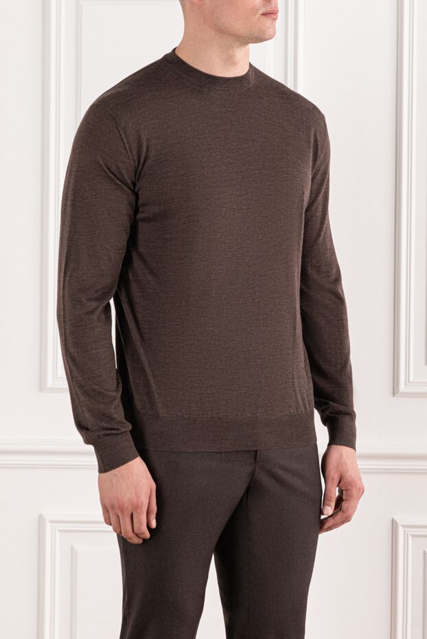 Cesare di Napoli brown wool jumper in a minimalist style 190427 - photo 3