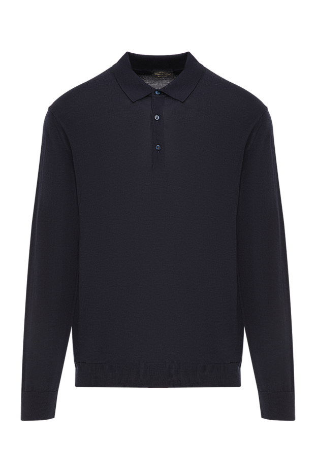 Cesare di Napoli polo shirt in fine wool, dark blue, long sleeves, buttons 190438 - photo 1