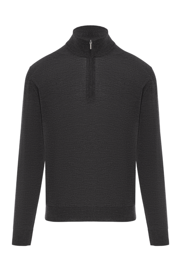 Cesare di Napoli men's wool troyer with stand-up collar and zip, dark gray
190440 - photo 1