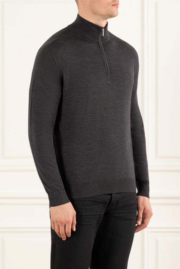 Cesare di Napoli men's wool troyer with stand-up collar and zip, dark gray
 190440 - photo 3
