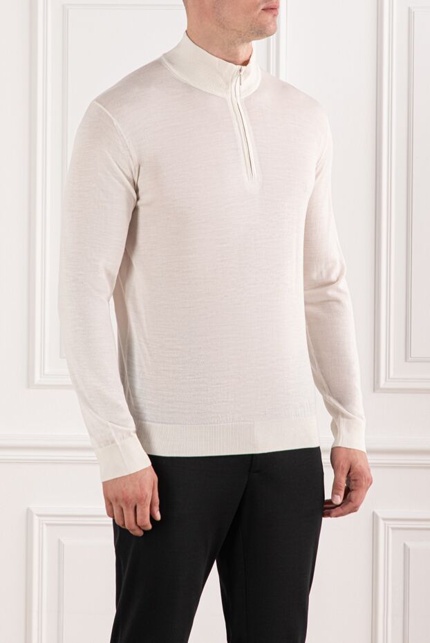 Cesare di Napoli men's light wool troyer with a high collar 190441 - photo 3