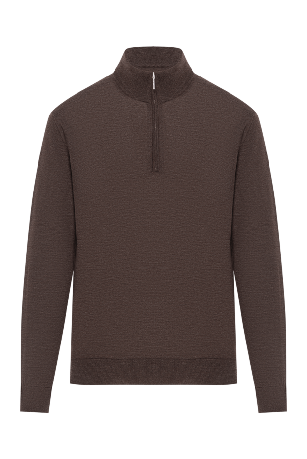 Cesare di Napoli men's warm brown wool troyer with front zip
190443 - photo 1
