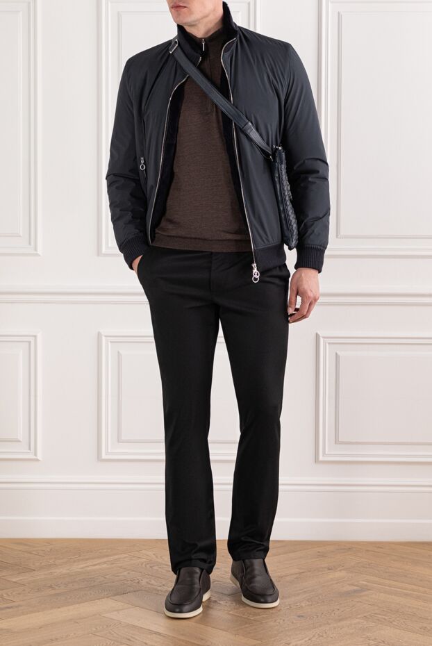 Cesare di Napoli men's warm brown wool troyer with front zip
 190443 - photo 2