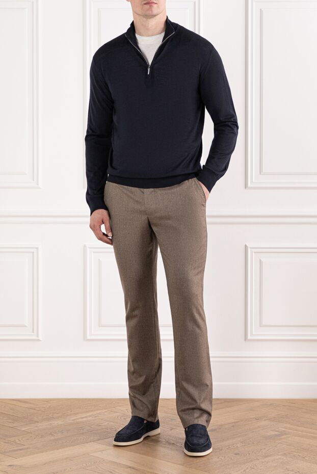 Cesare di Napoli men's navy wool trouser with stand-up collar
 190444 - photo 2