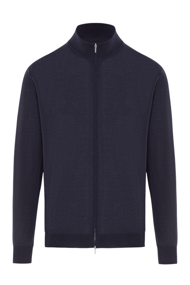 Cesare di Napoli cardigan thin wool in dark indigo color with zipper 190453 - photo 1