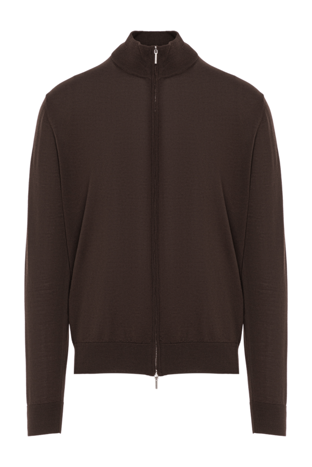Cesare di Napoli men's soft wool cardigan with a chocolate zip 190455 - photo 1