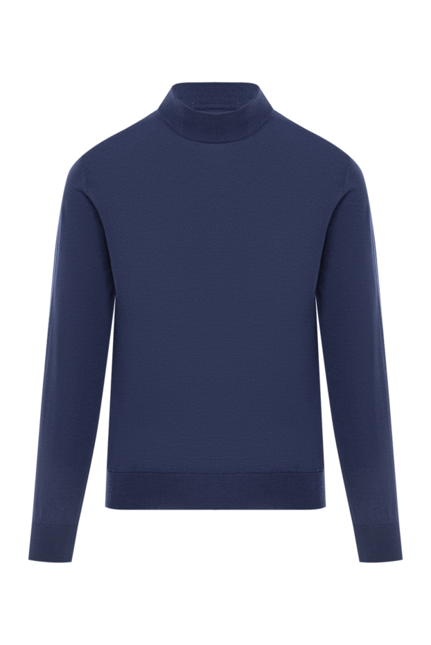 Cesare di Napoli dark blue wool jumper with a stand-up collar 190461 - photo 1