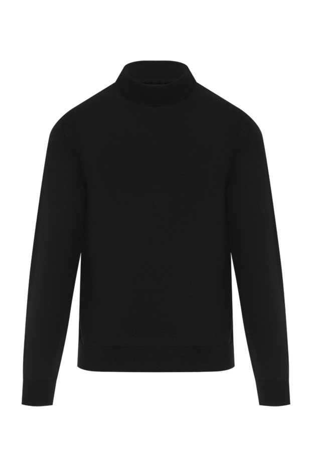 Black wool jumper with a stand-up collar - photo 1
