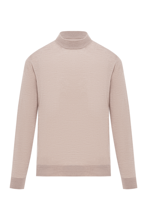 Cesare di Napoli beige wool jumper with a high collar and knitted trim 190466 - photo 1