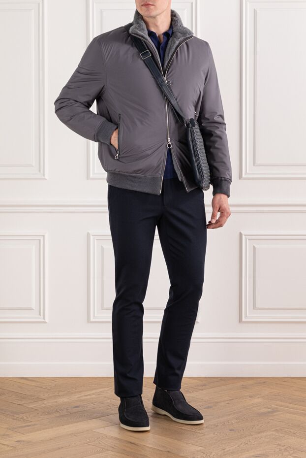 Seraphin men's grey jacket with fur lining and crocodile leather trim
 190472 - photo 2