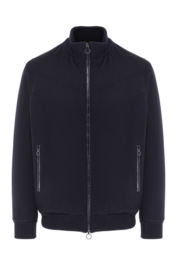 Seraphin men's bomber jacket with fur and crocodile leather details, blue
190473 - photo 1