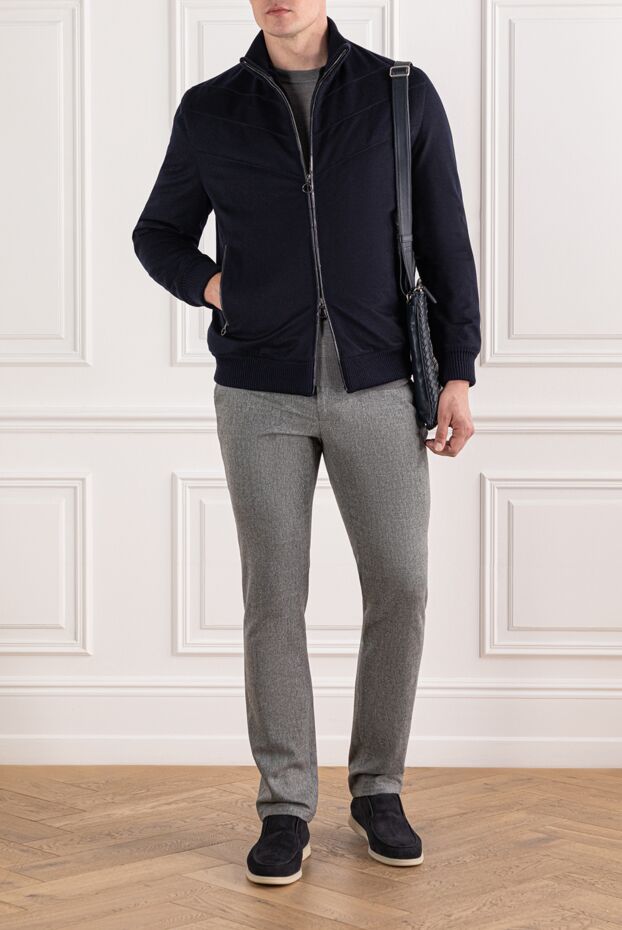 Seraphin men's bomber jacket with fur and crocodile leather details, blue
 190473 - photo 2