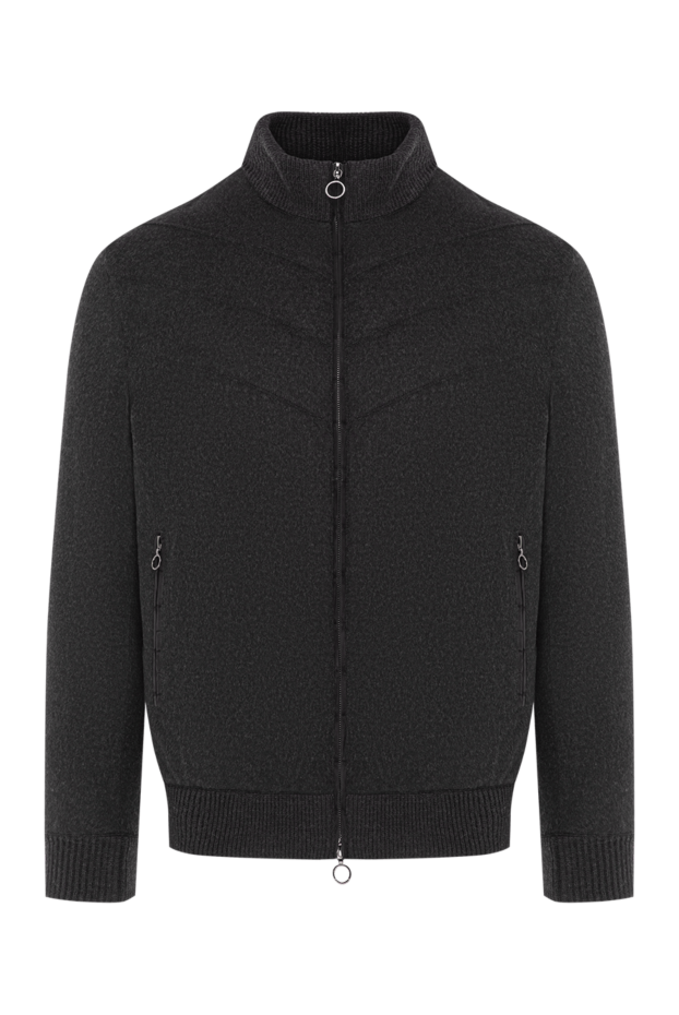 Seraphin men's cashmere jacket with fur and crocodile leather trim, grey
190474 - photo 1