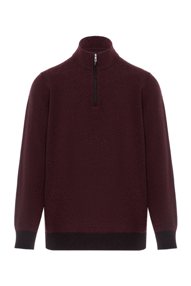 Loro Piana mezzocollo men's cashmere sweater with a two-tone jacquard pattern, burgundy 190507 - photo 1