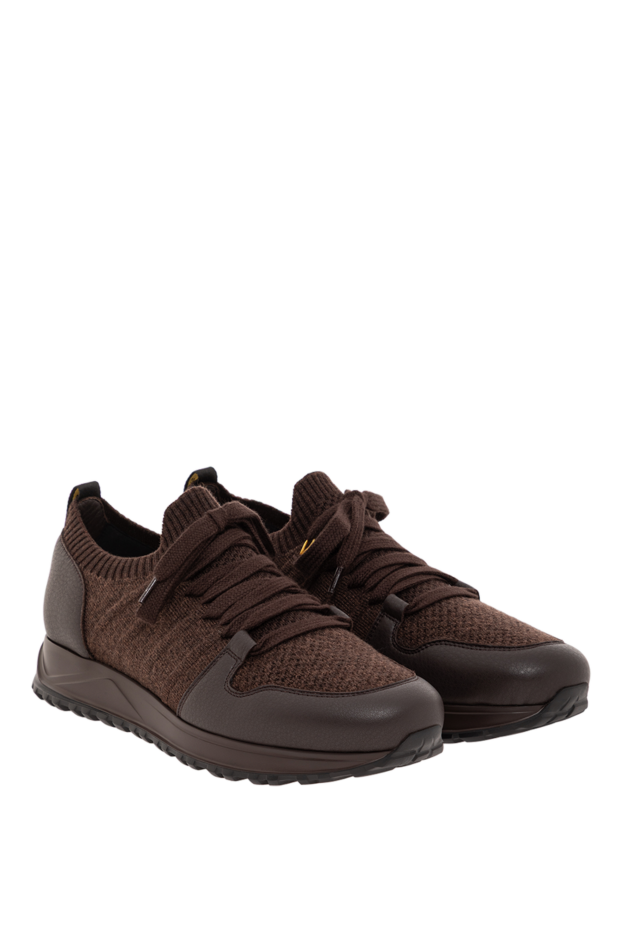 Doucal`s brown men's sneakers made of genuine leather and warm wool
 190530 - photo 3