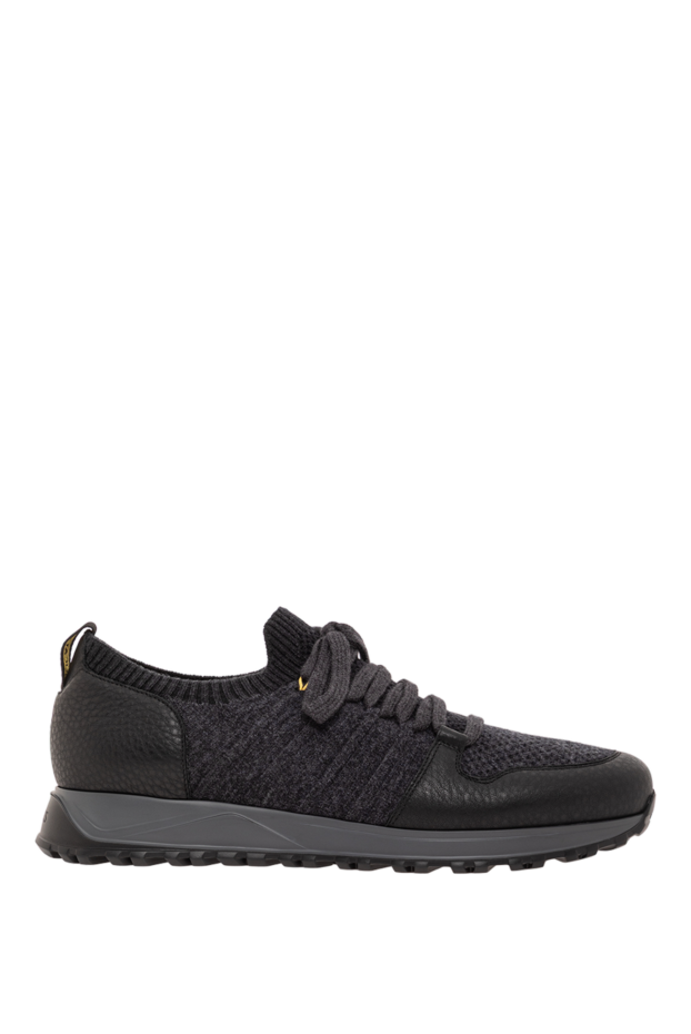 Doucal`s dark grey sneakers with leather inserts and wool 190531 - photo 1