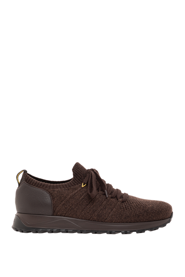 Doucal`s knitted brown sneakers with leather on the heel and a textured sole 190533 - photo 1