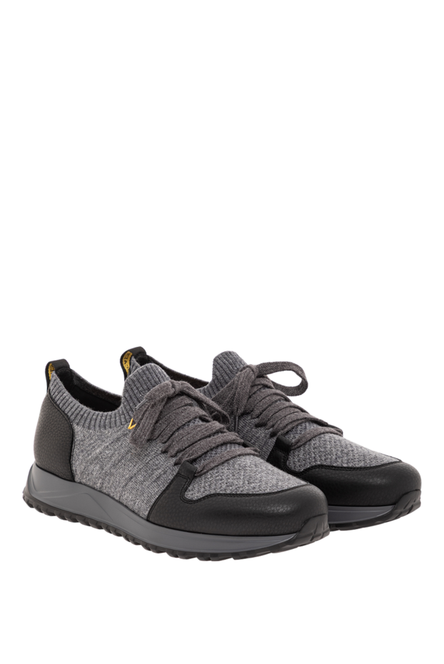 Doucal`s casual sneakers made of grey wool and genuine leather 190534 - photo 3