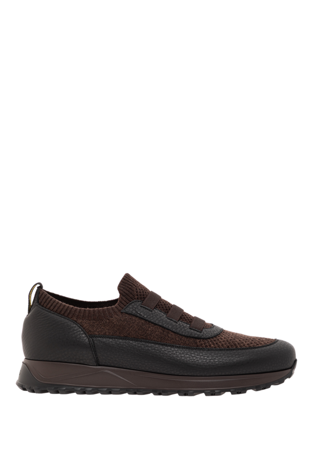 Doucal`s warm brown sneakers made of wool and leather with a textured sole 190535 - photo 1