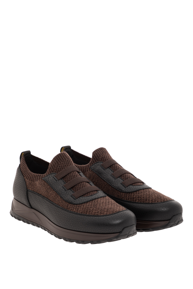 Doucal`s warm brown sneakers made of wool and leather with a textured sole 190535 - photo 3