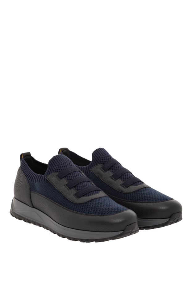 Doucal`s wool sneakers with leather trim and insulated sole blue
 190536 - photo 3