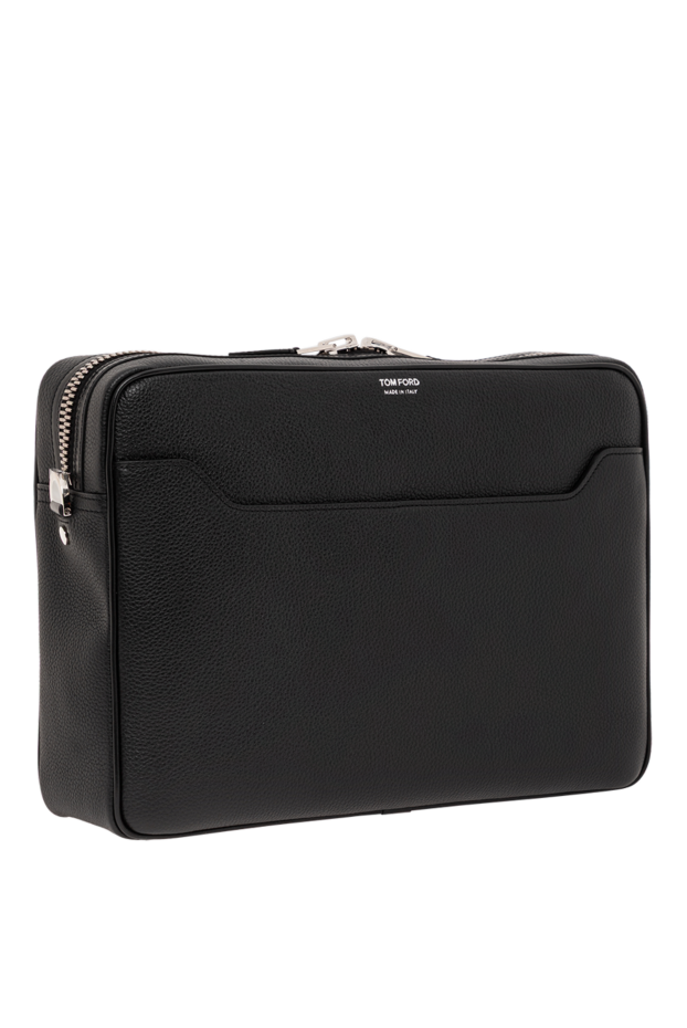 Tom Ford black men's shoulder bag made of black leather with external zipper 190547 - photo 2