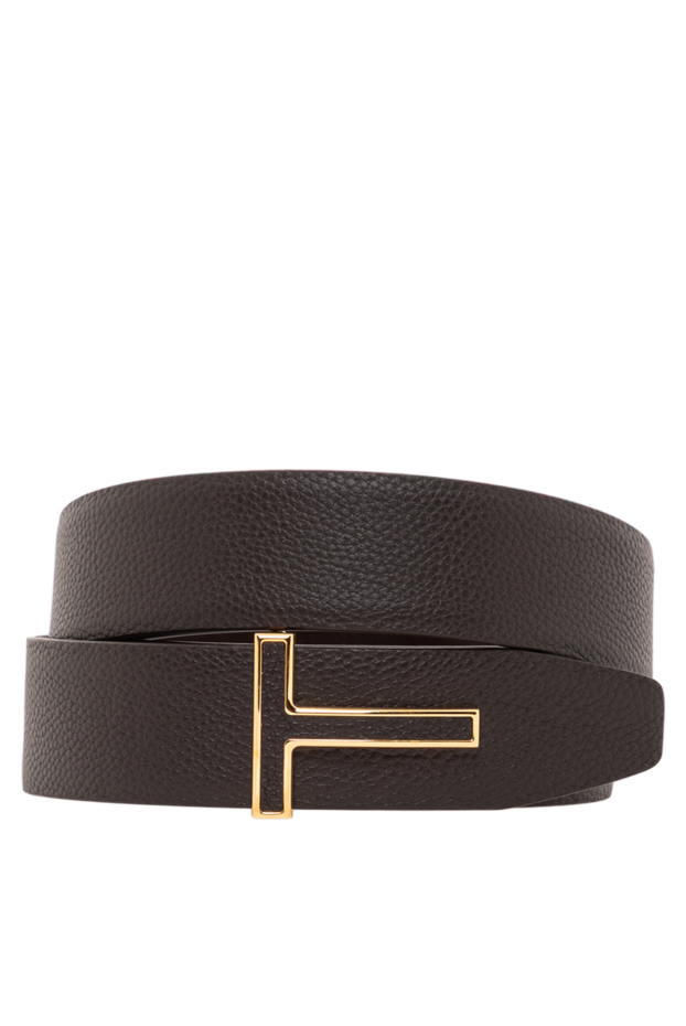 Tom Ford алтын таяқшасы бар қоңыр былғары белбеу 190563 - фото 1