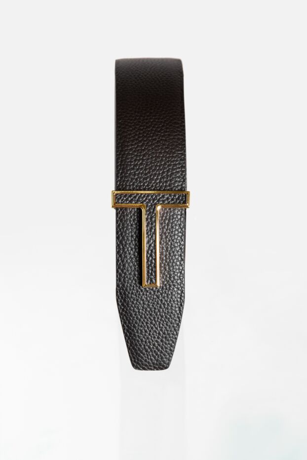 Tom Ford алтын таяқшасы бар қоңыр былғары белбеу 190563 - фото 3