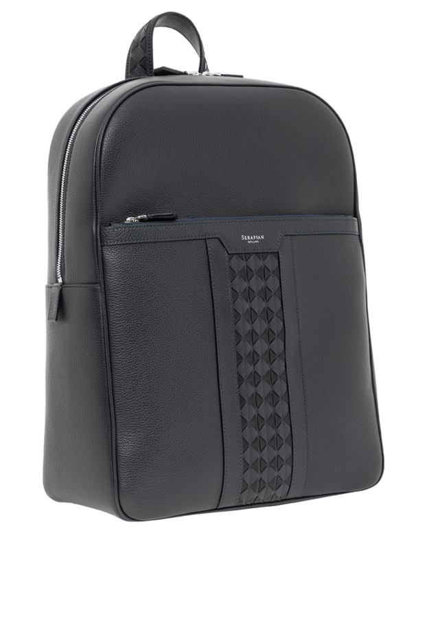 Serapian mosaico жиегі бар көк түсті cachemire былғары бір сыдырмалы рюкзак
 190572 - фото 3