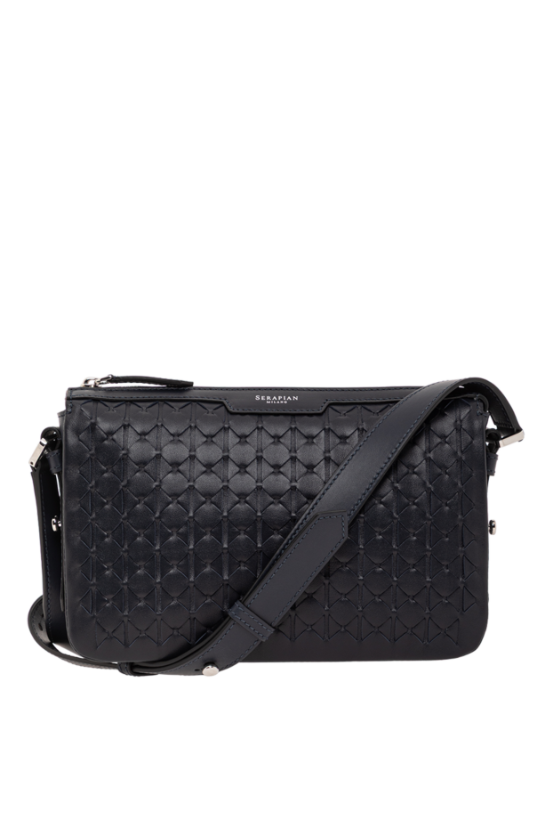 Serapian east west messenger bag in blue mosaico leather 190575 - photo 1