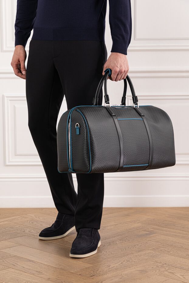 Serapian spacious bag made of black stepan coated canvas and eclipse black leather 190576 - photo 3