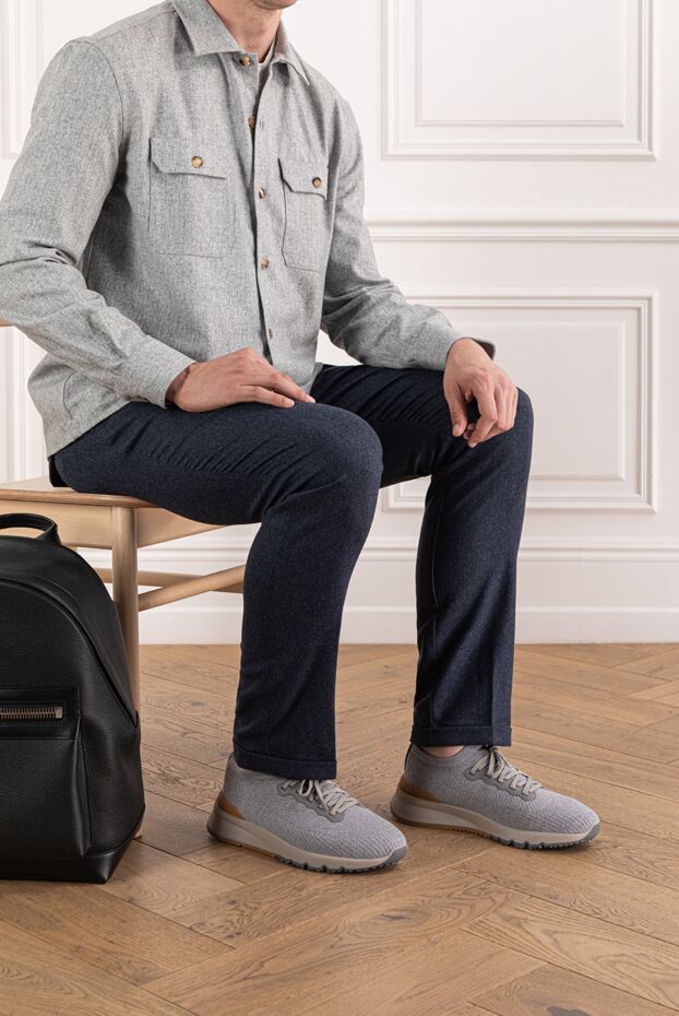 Brunello Cucinelli sneakers made of wool jersey and semi-gloss calfskin with a warm lining 190581 - photo 2