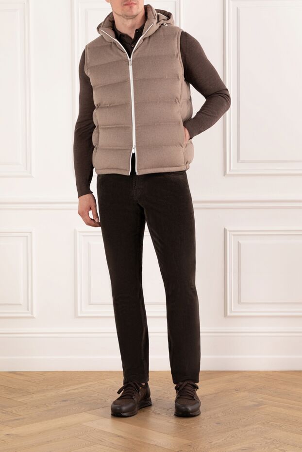 Brunello Cucinelli beige down vest with a hood and contrasting wool zipper
 190582 - photo 2