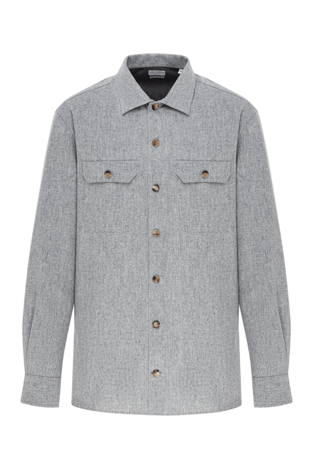 Brunello Cucinelli light gray wool shirt with patch pockets 190585 - photo 1