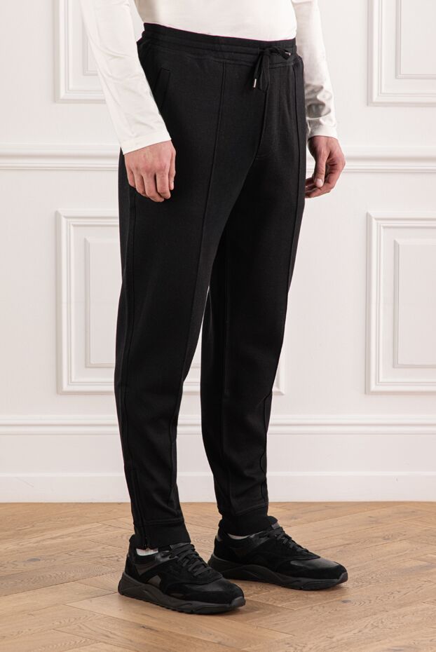 Brunello Cucinelli жұмсақ текстурасы бар қара тоқылған шалбар 190590 - фото 3