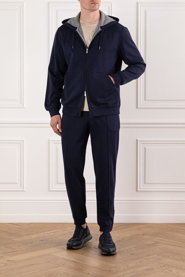 Brunello Cucinelli сорғышы мен найзағайы бар қою көк спорт костюмі 190593 - фото 2