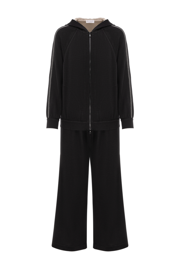 Brunello Cucinelli women's black silk and cotton tracksuit with hood
190596 - photo 1