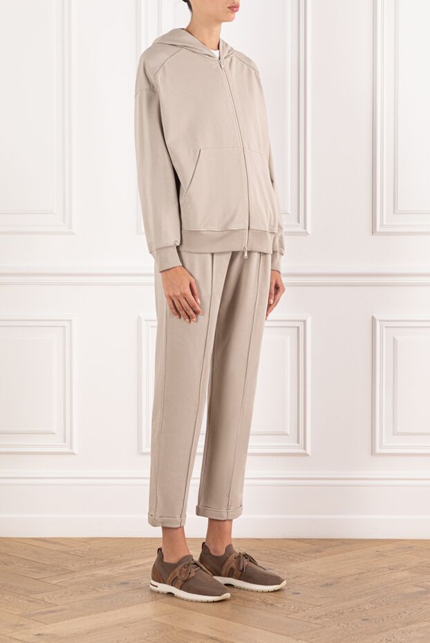 Brunello Cucinelli капюшоны бар әйелдер бежевый мақта костюмі 190597 - фото 3
