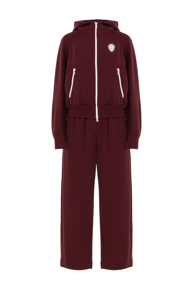 Brunello Cucinelli контрастты фитингтері мен капюшоны бар бургундия спорттық костюм 190599 - фото 1