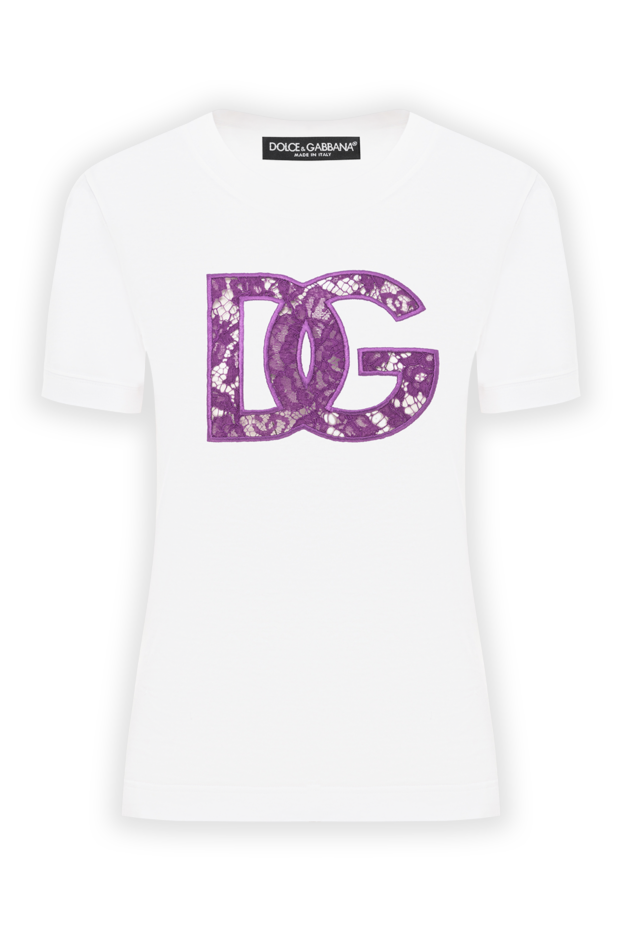 Dolce & Gabbana күлгін шілтер декоры бар ақ футболка dg 190628 - фото 1