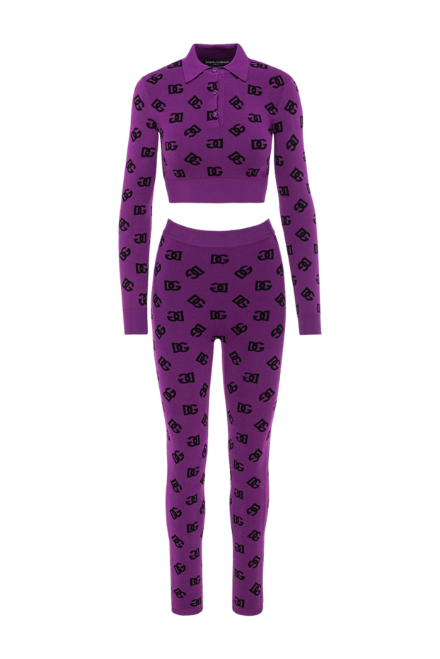 Dolce & Gabbana women's walking suit long sleeve made of purple jacquard with leggings 190636 - photo 1