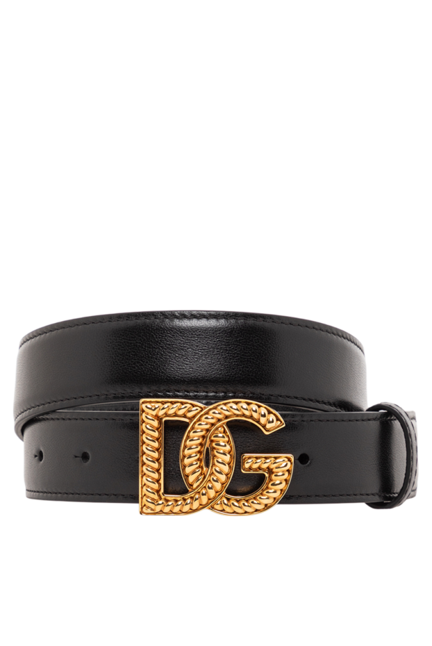Dolce & Gabbana логотипі бар қара түсті әйелдерге арналған бұзау терісінен жасалған белбеу 190643 - фото 1