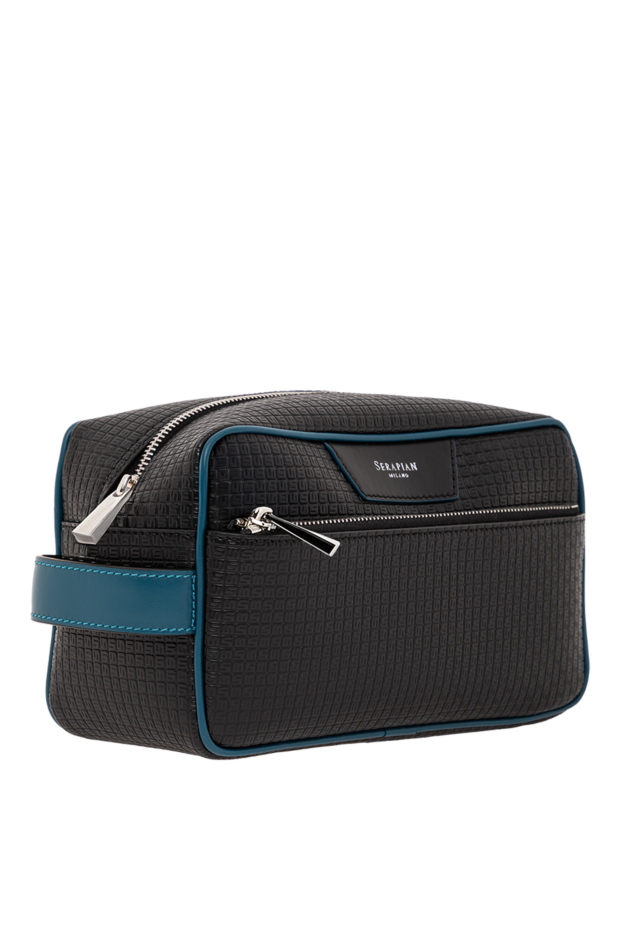 Serapian toiletry bag made of canvas with black stepan coating and eclipse black gange leather black 190655 - photo 3