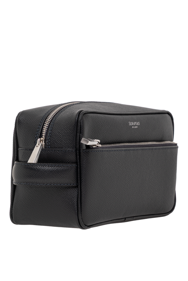 Serapian toiletry bag made of canvas with black stepan coating and eclipse black gange leather in grey 190656 - photo 2