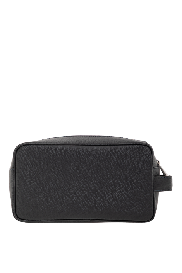 Serapian toiletry bag made of canvas with black stepan coating and eclipse black gange leather in grey 190656 - photo 3