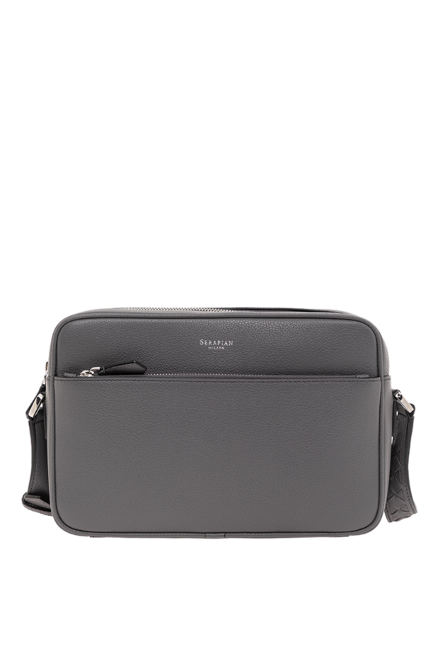 Serapian east west messenger bag in gray leather for men 190664 - photo 1