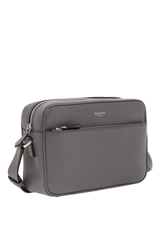 Serapian east west messenger bag in gray leather for men 190664 - photo 3